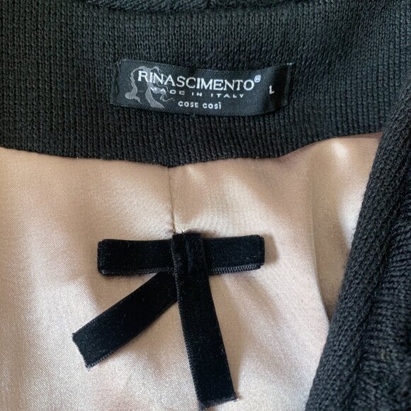 Rinascimento Italy Black Knit Flower Jacket | Y2K Vintage S-M - Picture 8 of 11